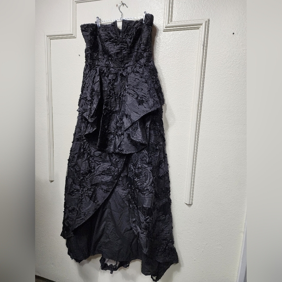 Lulus Majestic Glam Black Strapless Textured High-Low Maxi Dress Wedding Party - Picture 7 of 10